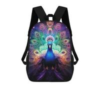 sinyumoney 3D Printed 17inch Travel Bags Colorful Peacock Art Print-3 Kids School Backpack Outdoor Casual Daypack Fashion Casual Children Backpacks for Girls Women