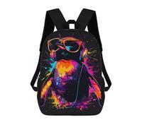 sinyumoney 3D Printed 17inch Travel Bags Colorful Penguin Art Print-1 Kids School Backpack Outdoor Casual Daypack Fashion Casual Children Backpacks for Girls Women