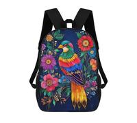 sinyumoney 3D Printed 17inch Travel Bags Colorful Stained Glass Bird Art Kids School Backpack Outdoor Casual Daypack Fashion Casual Children Backpacks for Girls Women