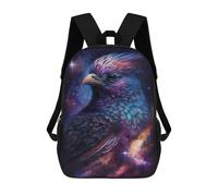 sinyumoney 3D Printed 17inch Travel Bags Cosmic Feathered Companion-2 Kids School Backpack Outdoor Casual Daypack Fashion Casual Children Backpacks for Girls Women
