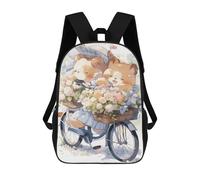 sinyumoney 3D Printed 17inch Travel Bags Cute Teddy Bears Riding Bicycle with Flowers Kids School Backpack Outdoor Casual Daypack Fashion Casual Children Backpacks for Girls Women