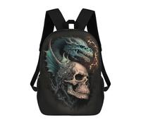 sinyumoney 3D Printed 17inch Travel Bags Dragon Skull Artwork Kids School Backpack Outdoor Casual Daypack Fashion Casual Children Backpacks for Girls Women