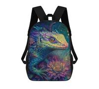 sinyumoney 3D Printed 17inch Travel Bags Fantasy Lizard in Amazon Rainforest Kids School Backpack Outdoor Casual Daypack Fashion Casual Children Backpacks for Girls Women