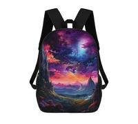 sinyumoney 3D Printed 17inch Travel Bags Fantasy Mountain Landscape -4 Kids School Backpack Outdoor Casual Daypack Fashion Casual Children Backpacks for Girls Women