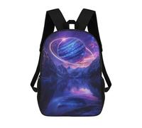 sinyumoney 3D Printed 17inch Travel Bags Galactic Reflections Celestial Lake Scene -1 Kids School Backpack Outdoor Casual Daypack Fashion Casual Children Backpacks for Girls Women