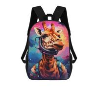 sinyumoney 3D Printed 17inch Travel Bags Giraffe Astronaut Space Art Print-1 Kids School Backpack Outdoor Casual Daypack Fashion Casual Children Backpacks for Girls Women