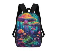 sinyumoney 3D Printed 17inch Travel Bags Glow in Dark Mushroom Forest Kids School Backpack Outdoor Casual Daypack Fashion Casual Children Backpacks for Girls Women
