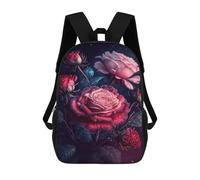 sinyumoney 3D Printed 17inch Travel Bags Glowing Rose Wall Art Print-1 Kids School Backpack Outdoor Casual Daypack Fashion Casual Children Backpacks for Girls Women