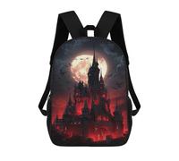 sinyumoney 3D Printed 17inch Travel Bags Gothic Castle with Full Moon Kids School Backpack Outdoor Casual Daypack Fashion Casual Children Backpacks for Girls Women