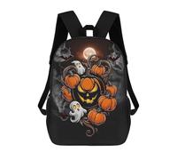 sinyumoney 3D Printed 17inch Travel Bags Halloween Jack-o-Lantern Kids School Backpack Outdoor Casual Daypack Fashion Casual Children Backpacks for Girls Women