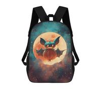 sinyumoney 3D Printed 17inch Travel Bags Halloween Pumpkin Bat Art Print Kids School Backpack Outdoor Casual Daypack Fashion Casual Children Backpacks for Girls Women