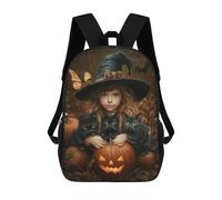 sinyumoney 3D Printed 17inch Travel Bags Halloween Witch with Black Cats -1 Kids School Backpack Outdoor Casual Daypack Fashion Casual Children Backpacks for Girls Women