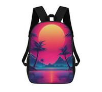 sinyumoney 3D Printed 17inch Travel Bags Intense Synthwave Horizon Kids School Backpack Outdoor Casual Daypack Fashion Casual Children Backpacks for Girls Women