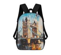sinyumoney 3D Printed 17inch Travel Bags London Bridge Reflections Kids School Backpack Outdoor Casual Daypack Fashion Casual Children Backpacks for Girls Women