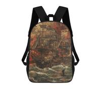 sinyumoney 3D Printed 17inch Travel Bags Lone Ship Sails The Ocean Kids School Backpack Outdoor Casual Daypack Fashion Casual Children Backpacks for Girls Women