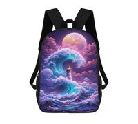 sinyumoney 3D Printed 17inch Travel Bags Magical Lighthouse Ocean Wave Kids School Backpack Outdoor Casual Daypack Fashion Casual Children Backpacks for Girls Women