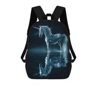 sinyumoney 3D Printed 17inch Travel Bags Magical Unicorn In Dark Kids School Backpack Outdoor Casual Daypack Fashion Casual Children Backpacks for Girls Women