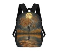 sinyumoney 3D Printed 17inch Travel Bags Moonlit Autumn Reflections Kids School Backpack Outdoor Casual Daypack Fashion Casual Children Backpacks for Girls Women