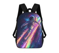 sinyumoney 3D Printed 17inch Travel Bags Neon Astronaut in Space Kids School Backpack Outdoor Casual Daypack Fashion Casual Children Backpacks for Girls Women