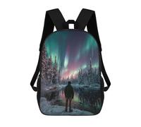 sinyumoney 3D Printed 17inch Travel Bags Northern Lights Reflections Kids School Backpack Outdoor Casual Daypack Fashion Casual Children Backpacks for Girls Women