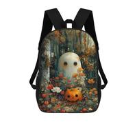sinyumoney 3D Printed 17inch Travel Bags Pumpkin Ghost Bohoo Kids School Backpack Outdoor Casual Daypack Fashion Casual Children Backpacks for Girls Women