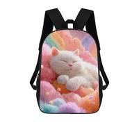 sinyumoney 3D Printed 17inch Travel Bags Rainbow Cloud Cat Dreamscape Kids School Backpack Outdoor Casual Daypack Fashion Casual Children Backpacks for Girls Women