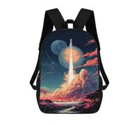 sinyumoney 3D Printed 17inch Travel Bags Rocket Launch Fantasy Kids School Backpack Outdoor Casual Daypack Fashion Casual Children Backpacks for Girls Women
