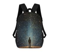 sinyumoney 3D Printed 17inch Travel Bags Silhouette Under Starry Sky Kids School Backpack Outdoor Casual Daypack Fashion Casual Children Backpacks for Girls Women