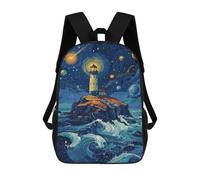 sinyumoney 3D Printed 17inch Travel Bags Starry Night Lighthouse -2 Kids School Backpack Outdoor Casual Daypack Fashion Casual Children Backpacks for Girls Women