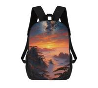 sinyumoney 3D Printed 17inch Travel Bags Stunning Sunset Mountain Landscape Kids School Backpack Outdoor Casual Daypack Fashion Casual Children Backpacks for Girls Women