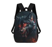 sinyumoney 3D Printed 17inch Travel Bags Wild Evil Black Wolf Kids School Backpack Outdoor Casual Daypack Fashion Casual Children Backpacks for Girls Women