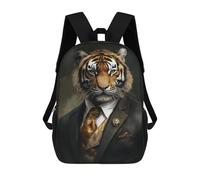sinyumoney 3D Printed 17inch Travel Bags Wildly Dapper Tiger Suit Kids School Backpack Outdoor Casual Daypack Fashion Casual Children Backpacks for Girls Women