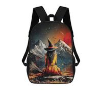 sinyumoney 3D Printed 17inch Travel Bags Witch's Solitude Mountain Sunset Kids School Backpack Outdoor Casual Daypack Fashion Casual Children Backpacks for Girls Women