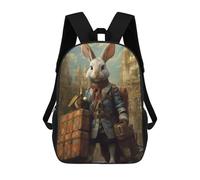 sinyumoney 3D Printed 17inch Travel Guide Rabbit Children's School Bags Rucksacks High Capacity Travel Kids School Bag Fashion Book Bags Boy Girl Back Pack