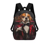 sinyumoney 3D Printed 17inch Vampire Dog with Wine Glass Children's School Bags Rucksacks High Capacity Travel Kids School Bag Fashion Book Bags Boy Girl Back Pack