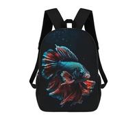 sinyumoney 3D Printed 17inch Vibrant Betta Fish Children's School Bags Rucksacks High Capacity Travel Kids School Bag Fashion Book Bags Boy Girl Back Pack