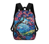 sinyumoney 3D Printed 17inch Vibrant Cherry Blossoms Children's School Bags Rucksacks High Capacity Travel Kids School Bag Fashion Book Bags Boy Girl Back Pack