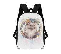 sinyumoney 3D Printed 17inch Watercolor Persian Cat Children's School Bags Rucksacks High Capacity Travel Kids School Bag Fashion Book Bags Boy Girl Back Pack
