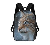sinyumoney 3D Printed 17inch Winter Lynx Portrait Children's School Bags Rucksacks High Capacity Travel Kids School Bag Fashion Book Bags Boy Girl Back Pack