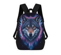 sinyumoney 3D Printed 17inch Wolf in The Night Sky Children's School Bags Rucksacks High Capacity Travel Kids School Bag Fashion Book Bags Boy Girl Back Pack