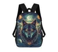 sinyumoney 3D Printed 17inch Wolf Spirit Moon Art Print Children's School Bags Rucksacks High Capacity Travel Kids School Bag Fashion Book Bags Boy Girl Back Pack