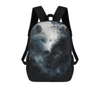 sinyumoney 3D Printed 17inch Yin Yang Wolves Mystic Pair Children's School Bags Rucksacks High Capacity Travel Kids School Bag Fashion Book Bags Boy Girl Back Pack