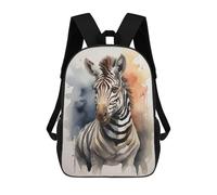 sinyumoney 3D Printed 17inch Zebra Watercolor Art Children's School Bags Rucksacks High Capacity Travel Kids School Bag Fashion Book Bags Boy Girl Back Pack