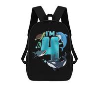 sinyumoney 3D Printed 4th Birthday Sea Animals School Bag Boys Girls Children's School Backpack Casual Fashion Backpack for in School Or Travel 17inch