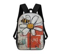 sinyumoney 3D Printed Abstract Bee on Flower Art Print School Backpack for Kids Children's 17inch Backpacks Boy Girl Book Bags Kids School Bag