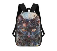 sinyumoney 3D Printed Abstract Cat Artwork Children's 17inch School Backpack for Kids High Capacity Travel Rucksacks Fashion Book Bags Kids School Bag