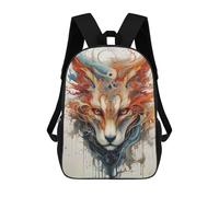 sinyumoney 3D Printed Abstract Fox Portrait with Watercolor Effect School Bag Boys Girls Children's School Backpack Casual Fashion Backpack for in School Or Travel 17inch