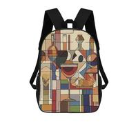 sinyumoney 3D Printed Abstract Geometric Wine Glass Art Children School Bookbags Fashion Rucksack Casual Travel Children's Backpacks Large Capacity Daypack for Boys Girls 17inch
