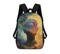 sinyumoney 3D Printed Abstract Head with Vortex School Bag Boys Girls Children's School Backpack Casual Fashion Backpack for in School Or Travel 17inch