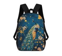 sinyumoney 3D Printed Abstract Peacock Kintsugi School Backpack for Kids Children's 17inch Backpacks Boy Girl Book Bags Kids School Bag